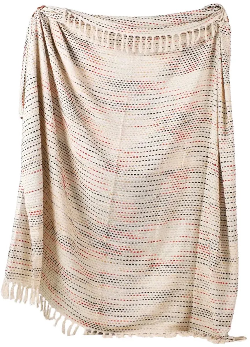 Urbane Hide | Zachte Knot Plaid Deken | Plaids | 120x180 cm | Handgeweven met Franjes | Katoen en Acrylic | Veelkleurig