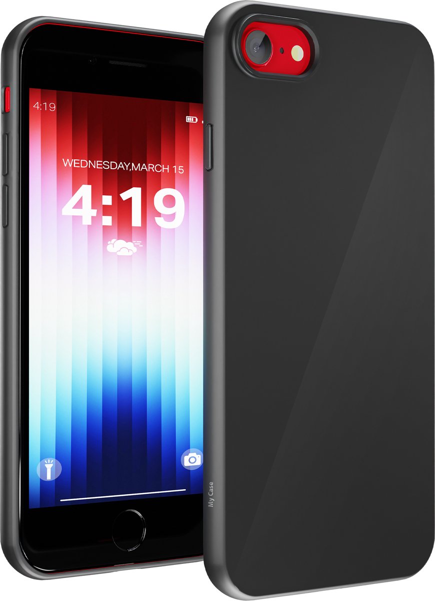 Hoesje geschikt voor iPhone SE2022/20/8/7 hoes zwart - backcover - optimale bescherming - zwart