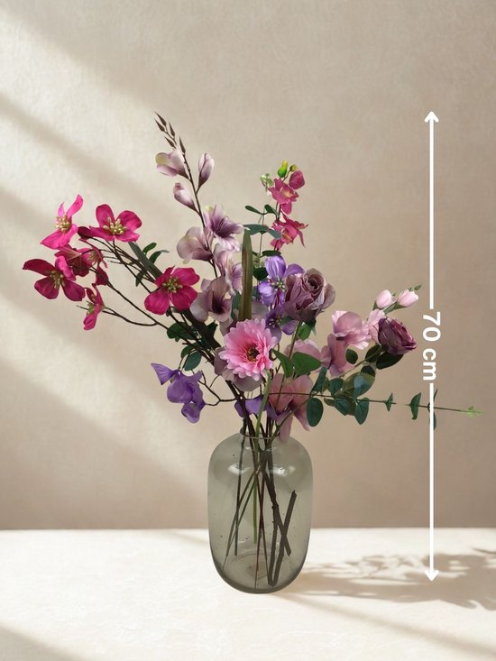 The Bloomistic® – Zijden Boeket – 70-80 cm hoog – Kunstbloemen – Kerst surprise – nepbloemen – housewarming cadeau – moederdag cadeautje – decoratie woonkamer