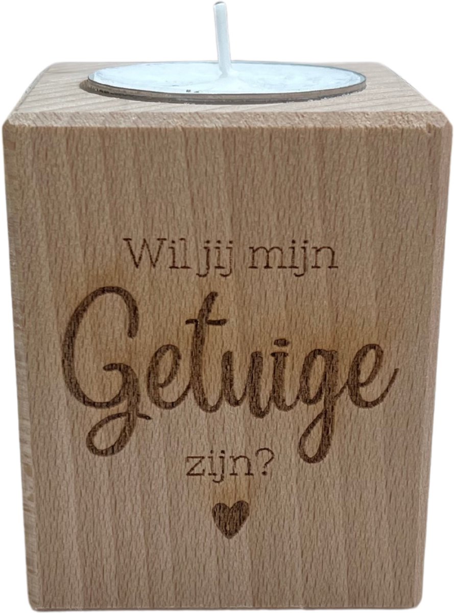 Waxinelichthouder – “Wil jij mijn getuige zijn?” | Origineel getuigenverzoek cadeau
