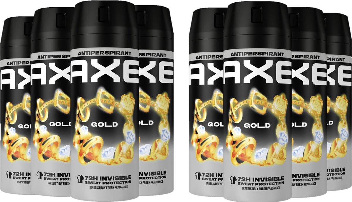 Axe Deo Spray Gold 72H DRY - 8 x 150 ml - Voordeelverpakking