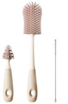 3-Delig - Flessenborstel Baby - Beige - BPA vrij - Siliconen