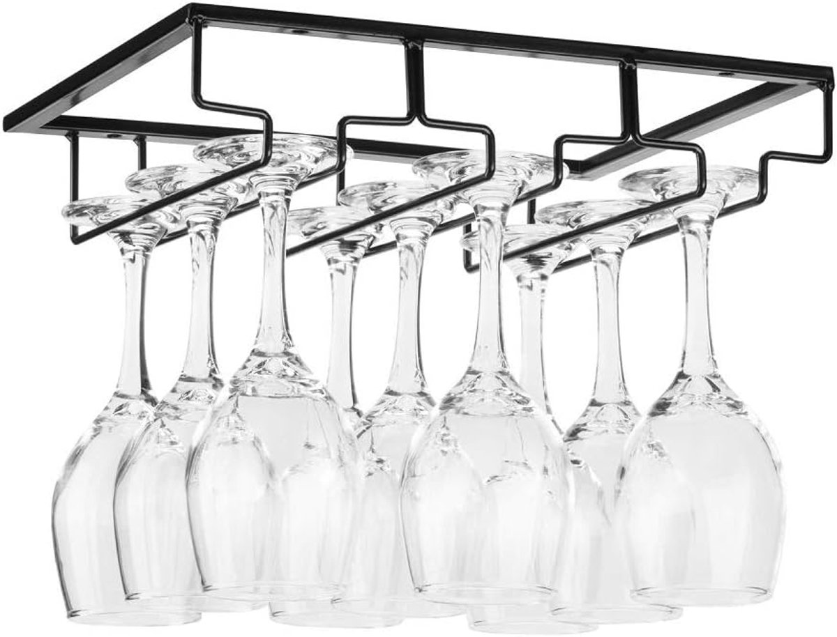 Cuhostki 1pc Iron Wine Glass Rack - 3-Tier - Black - Space Saving and Universal Fit