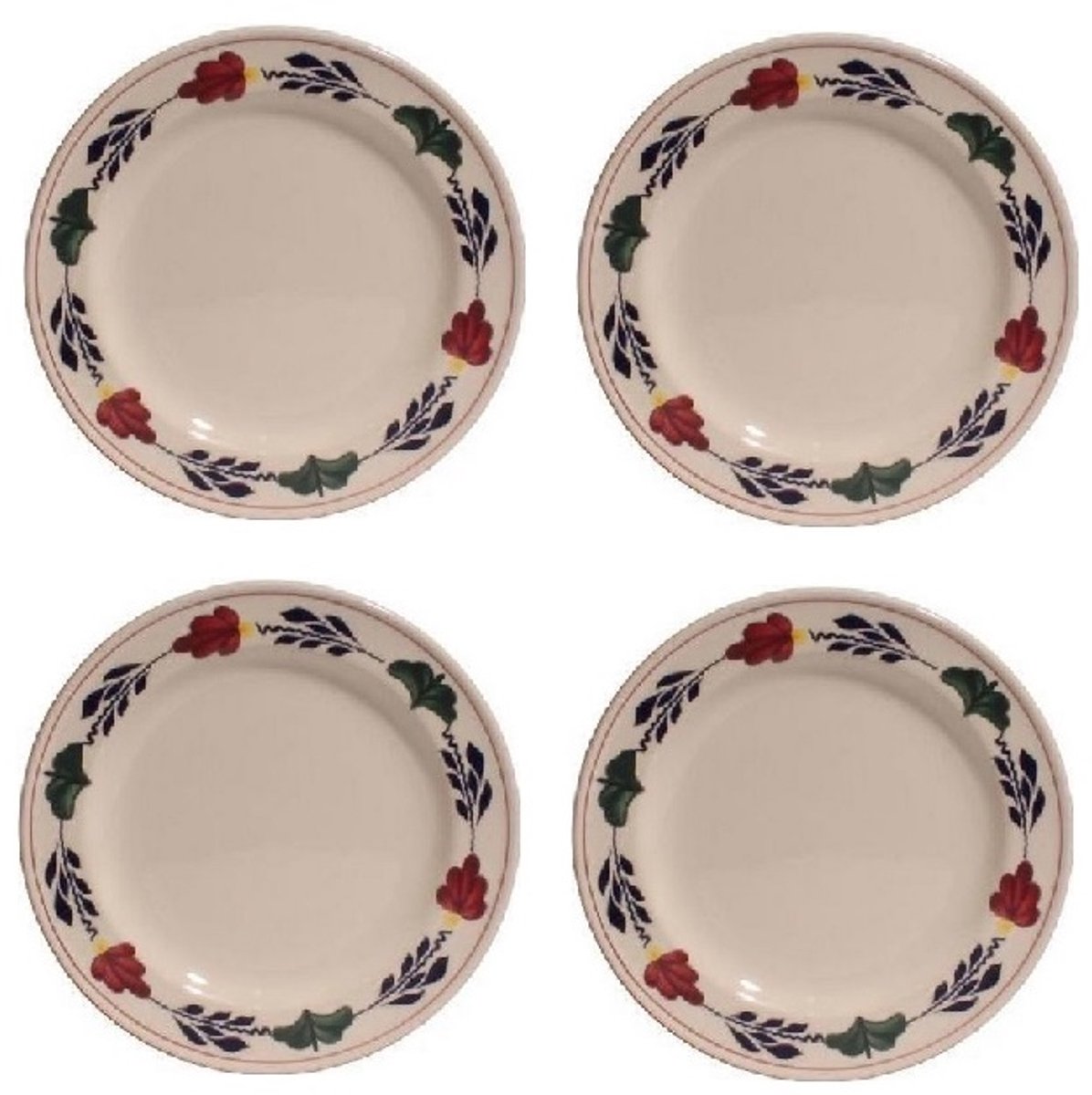 Boerenbont ontbijtborden rond 21cm - set van 4 Stuks