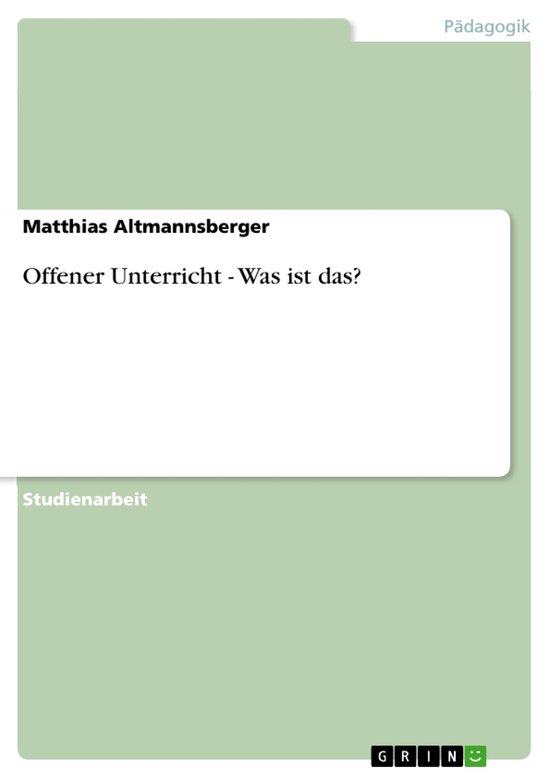 Offener Unterricht - Was Ist Das? - cover