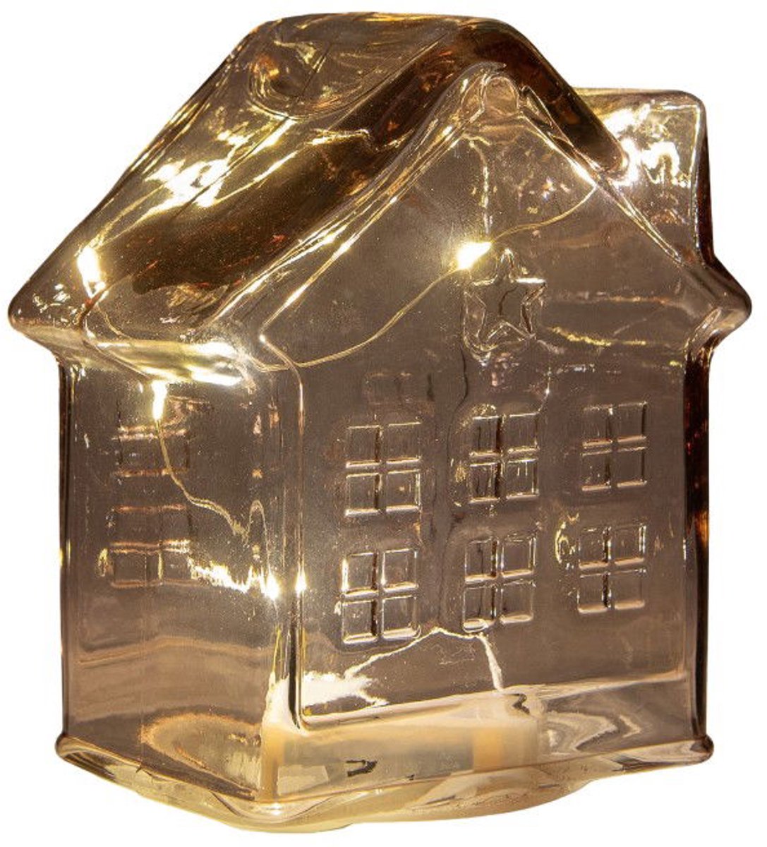 Annas collection - Huisje glas LED 12,5x7,5 roze