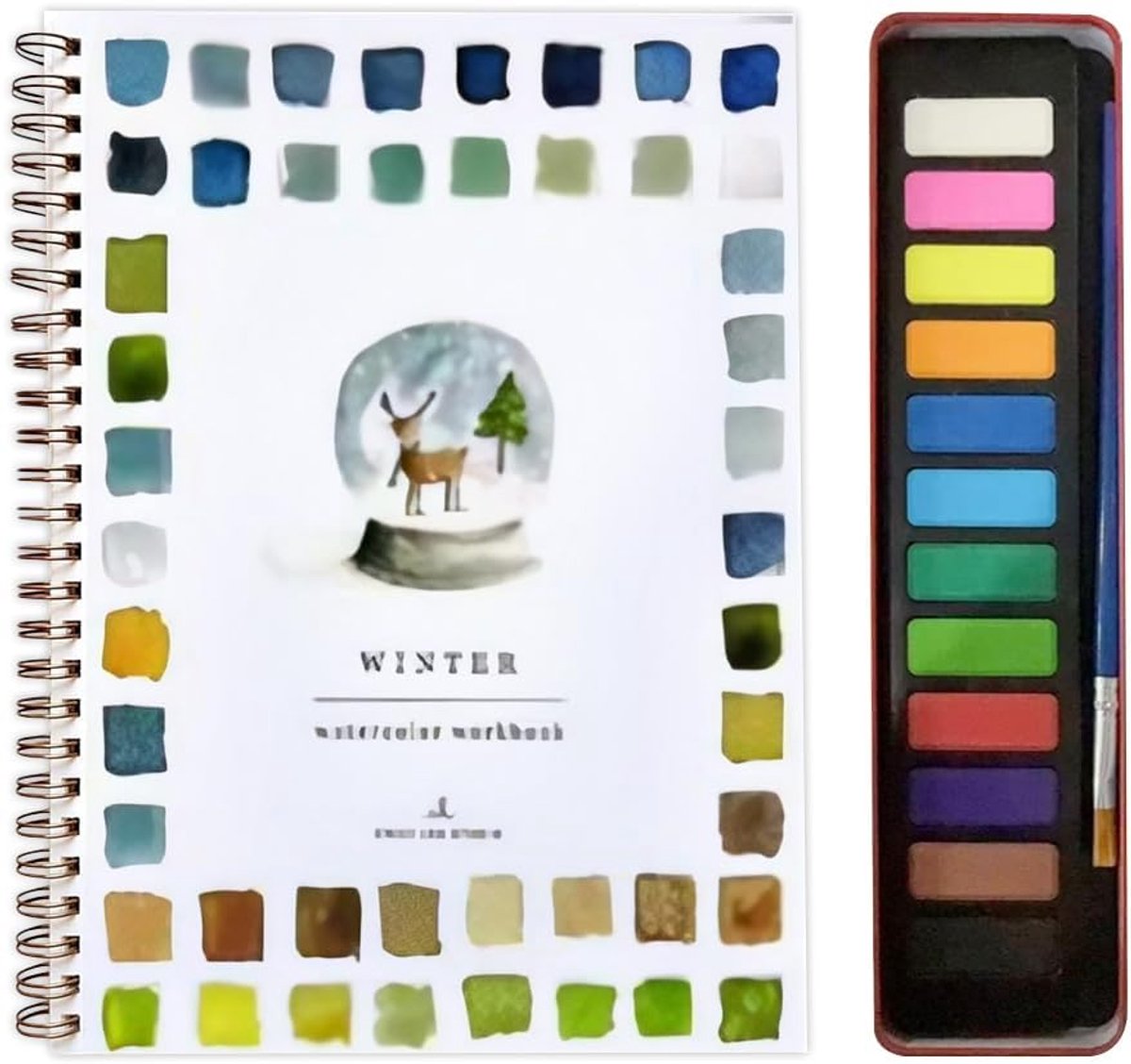 Aquarel Verf Boeken, Aquarel Schilderboeken met 12 Kleuren | Kunstbenodigdheden Kit voor Tekenen Leren Tieners Professioneel Gebruik Thuis Reizen School Kunstles
