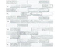 PromoHome Zelfklevende Muurtegels - 10-delige Set Marmerlook Plaktegels 30x30 cm