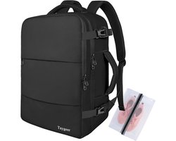 Taygeer Handbagage Underseater Rugzak 40x30x20 cm – Cabin Size met Nat Vak & Schoenenvak – 15.6 inch Laptopvak & USB-oplaadpoort – Waterafstotend Nylon – Zwart – Voor Vliegtuig, Zakenreis, Weekendtrip & Dagelijks Gebruik