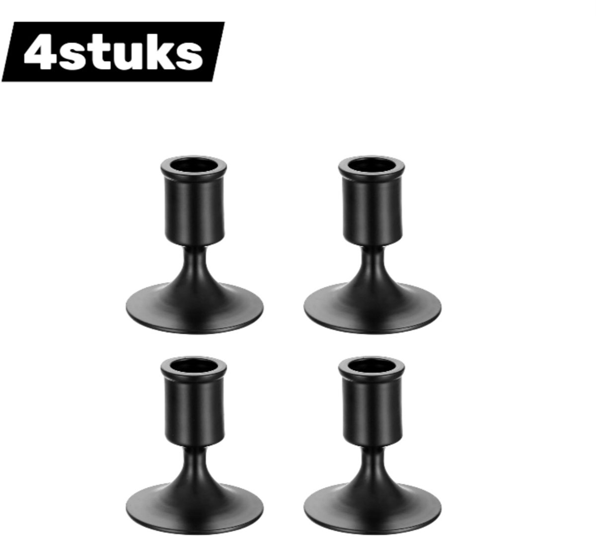4stuks - kandelaar - Zwart Kandelaar - moderne kandelaar - Sfeerverlichting voor Eettafel,