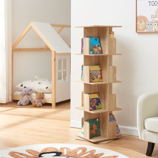 Kinderboekenkast Talöpintaa draaibaar 129x40x40 cm eikenkleurig [en.casa]