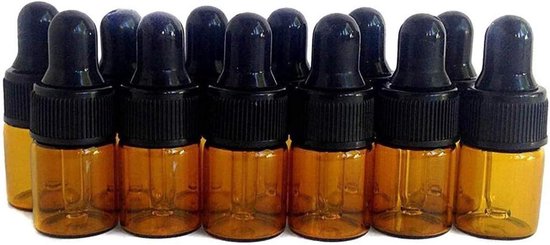 Inovra - Mini flacons compte-gouttes vides en verre ambré de 1 ml pour huiles essentielles - lot de 12