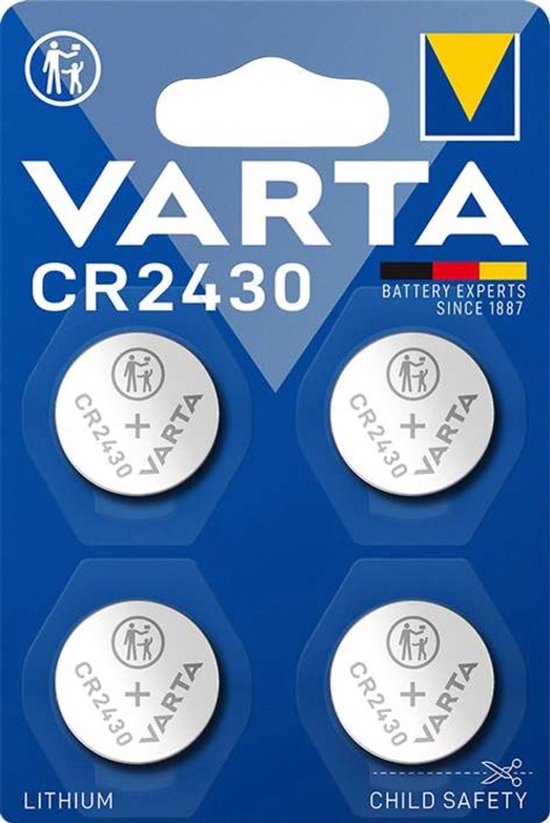 Varta CR2430 lithium knoopcelbatterijen, 4 stuks.