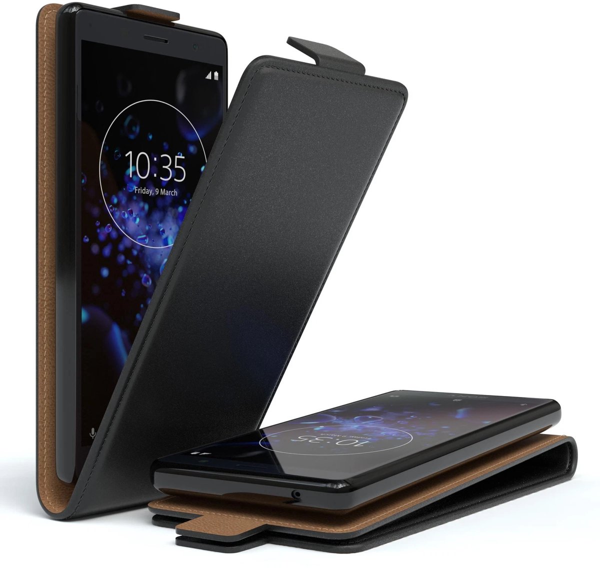 Pearlycase Flipcase Flip cover hoesje Geschikt voor Sony Xperia XZ2 Compact - Eco Zwart