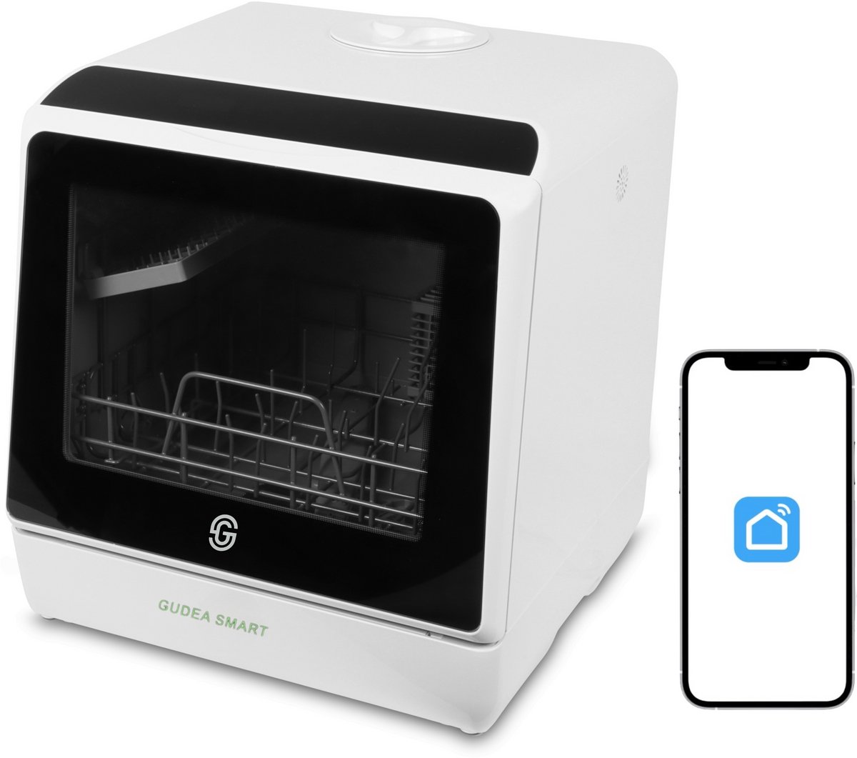 GudeaSmart® Mini Vaatwasser Incl. App – Afwasmachine – 5 Programma’s – 900 Watt – 42,5 x 42,8 x 45,8 cm - Wit — afbeelding 1