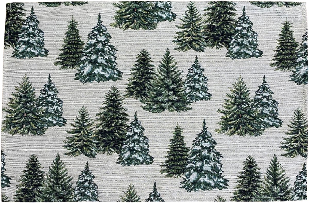 Placemat - Tafelloper - Kerst - Gobelinstof - Pines - Kerstbomen - 35 x 50 cm