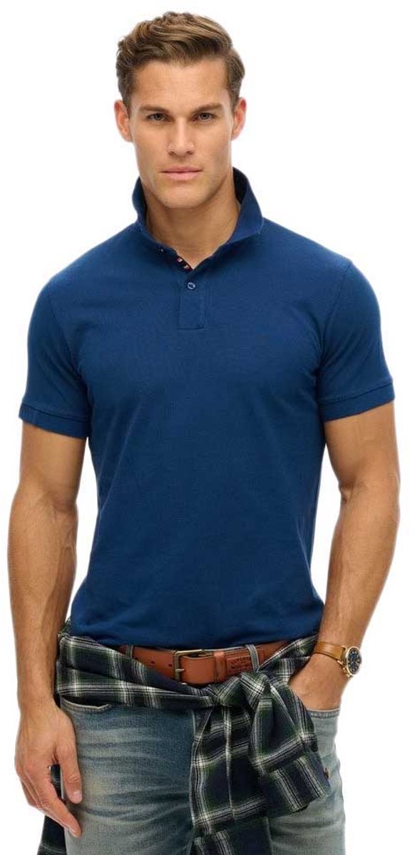 Superdry City Pique Korte Mouw Poloshirt 2XL Man Blauw