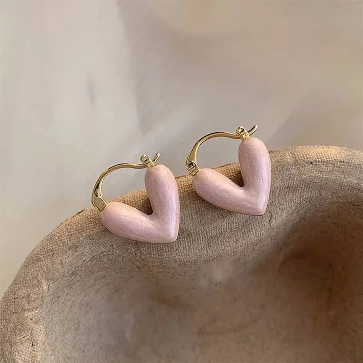 Roze hartjes oorbellen