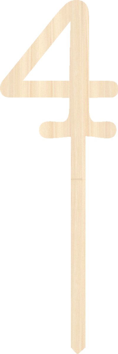 Houten taarttopper / caketopper – cijfer 4 – cake / taart decoratie – feest / verjaardag