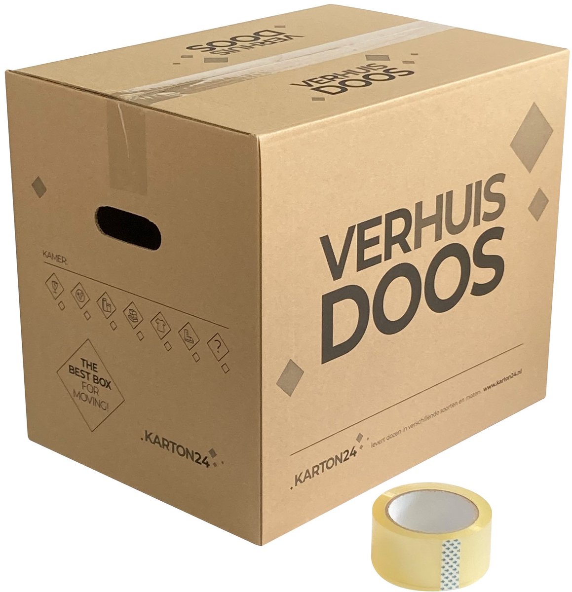 Verhuisdozen - 10 stuks - 56 liter - Inclusief rol tape - Extra stevige kwaliteit - Dubbel golfkarton - Opbergbox