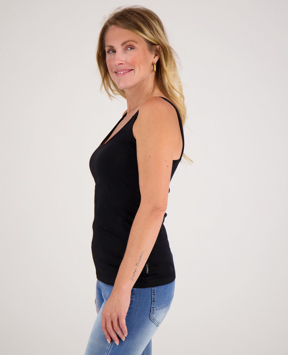 Je m'appelle Dames Top Met stretch - Zwart - Maat M