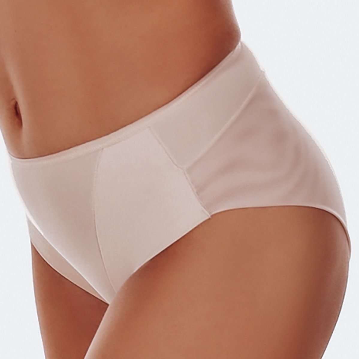 FUNNY DAY Dames Slip ELISE – Beige – Maat XL – Regular Waist Midi Bikini met Subtiele Mesh Achterkant – Zachte Polyamide – Comfortabel Ondergoed