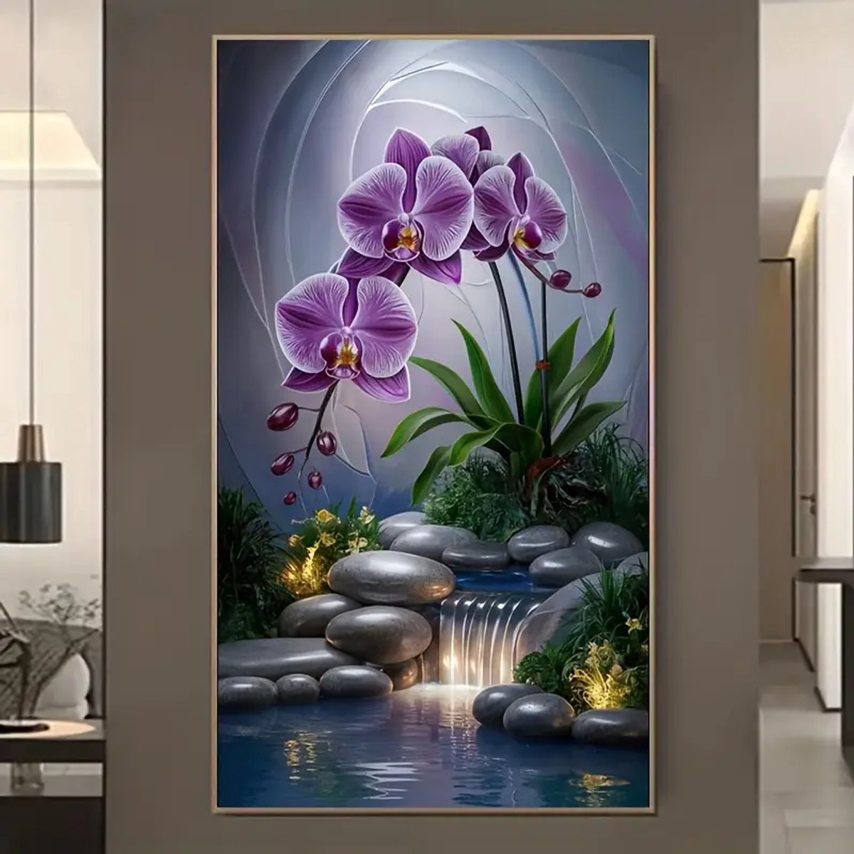 Diamond painting set orchidee 60x 180 cm zeer groot en heel mooi als decor.
