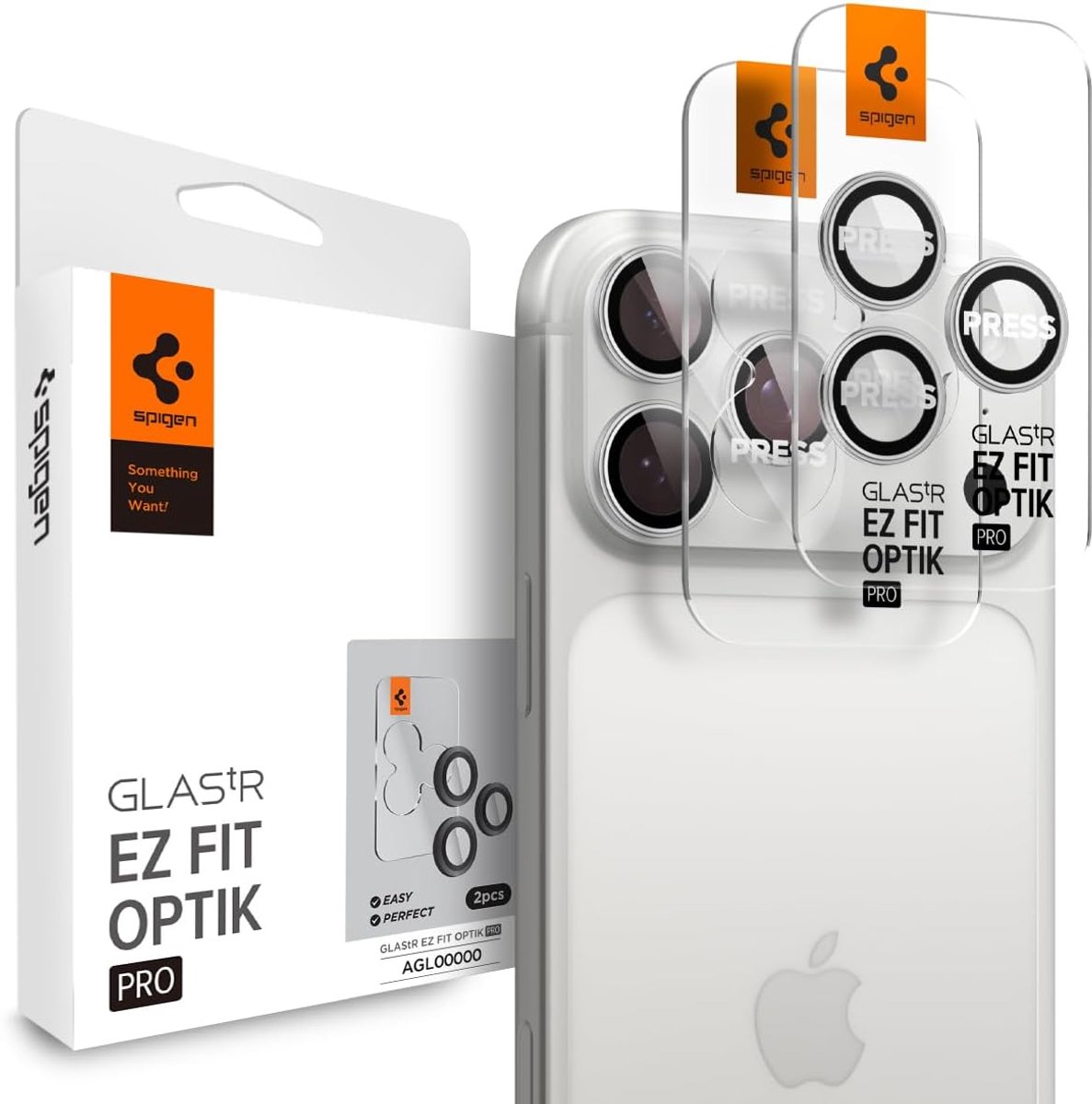 Spigen Geschikt Apple iPhone 17 Pro / 17 Pro Max - 2 Stuks - Camerabescherming - Met Sjabloon voor Installatie - Zilver