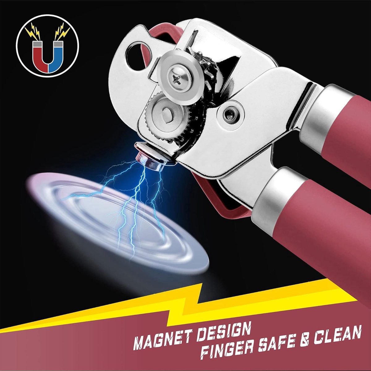 BOTC Blikopener - Met krachtige magneet - Veilig - Opent zonder scherpe randen - RVS - Silicone - Roze — cadeau in Cadeau-ideeën - foto 3
