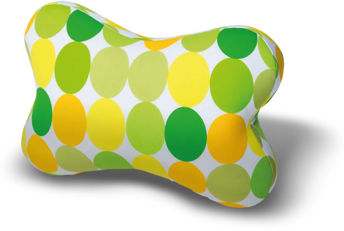 House of Healthbrands Kuschelmaxx kussen - Sierkussen gevlinderd 22 x 33 cm - punkte gelb-design - Stevig en zacht - Mooie print - Gevuld met microgranulaat - Vormvast & Wasbaar - Ideaal voor op de bank, bed, auto of op reis - Inclusief Wasnet Geel