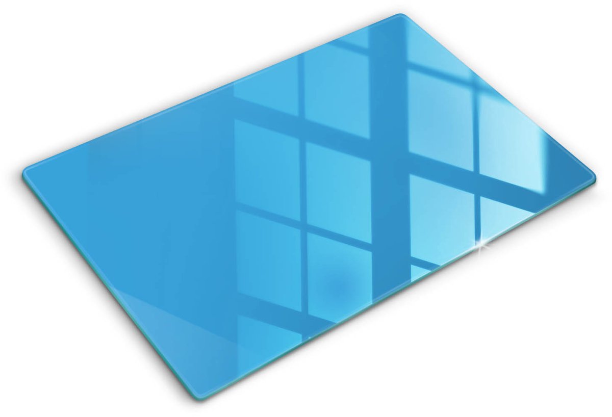 Wallfluent Glazen Snijplanken - Blauw Snijplanken Glas - 80 cm x 52 cm - Lichtblauw Snijplanken van Glas - Hittebestendige Glazen Snijplank - Snijplank van Glas met Print - Antislip Keuken Snijplank Glas