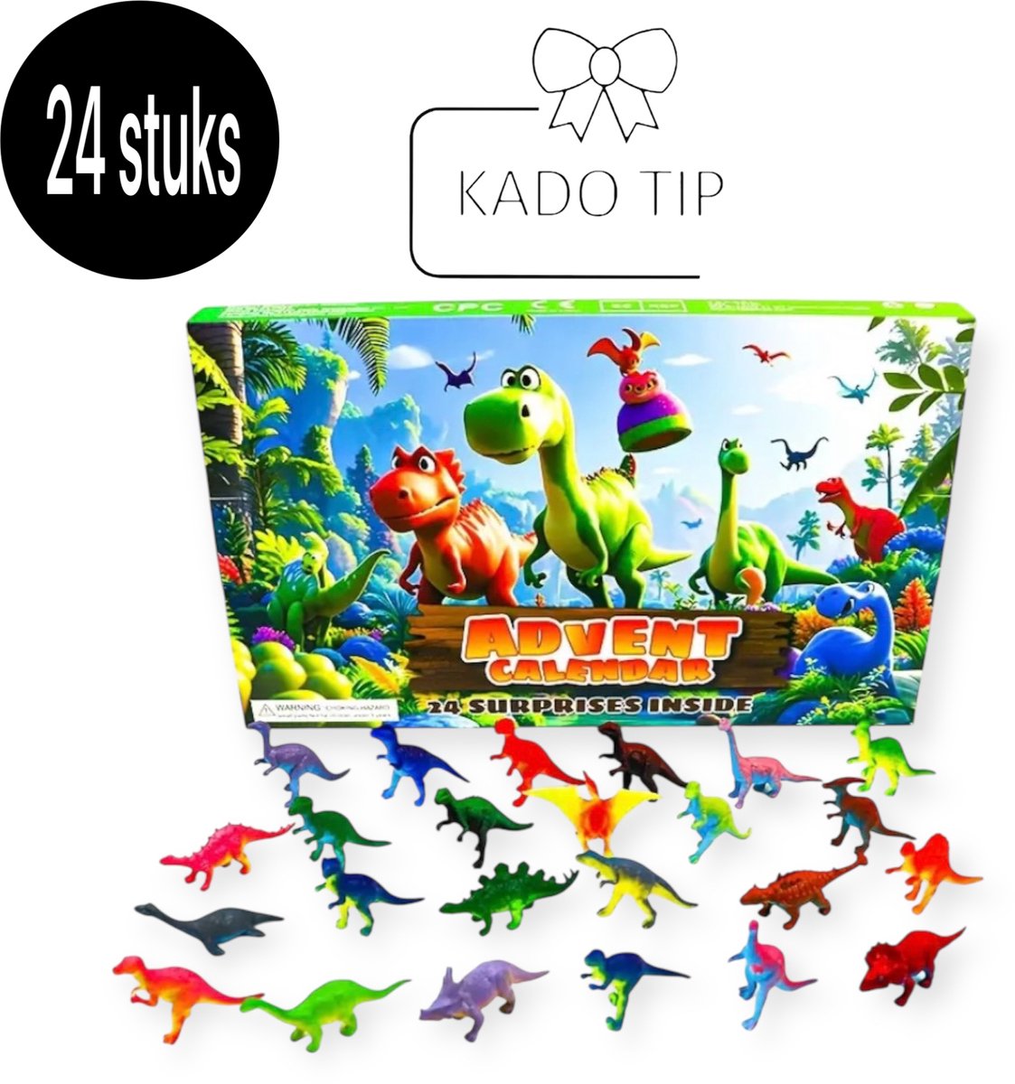 Twenty Two Adventskalender 24 dagen aftelkalender 2025 - geschenkdoos met dino poppetjes kalender aftelverassing voor kerst - cadeauset voor feestdagen, sinterklaascadeau, cadeau voor kinderen - dinosaurus verzamel figuren