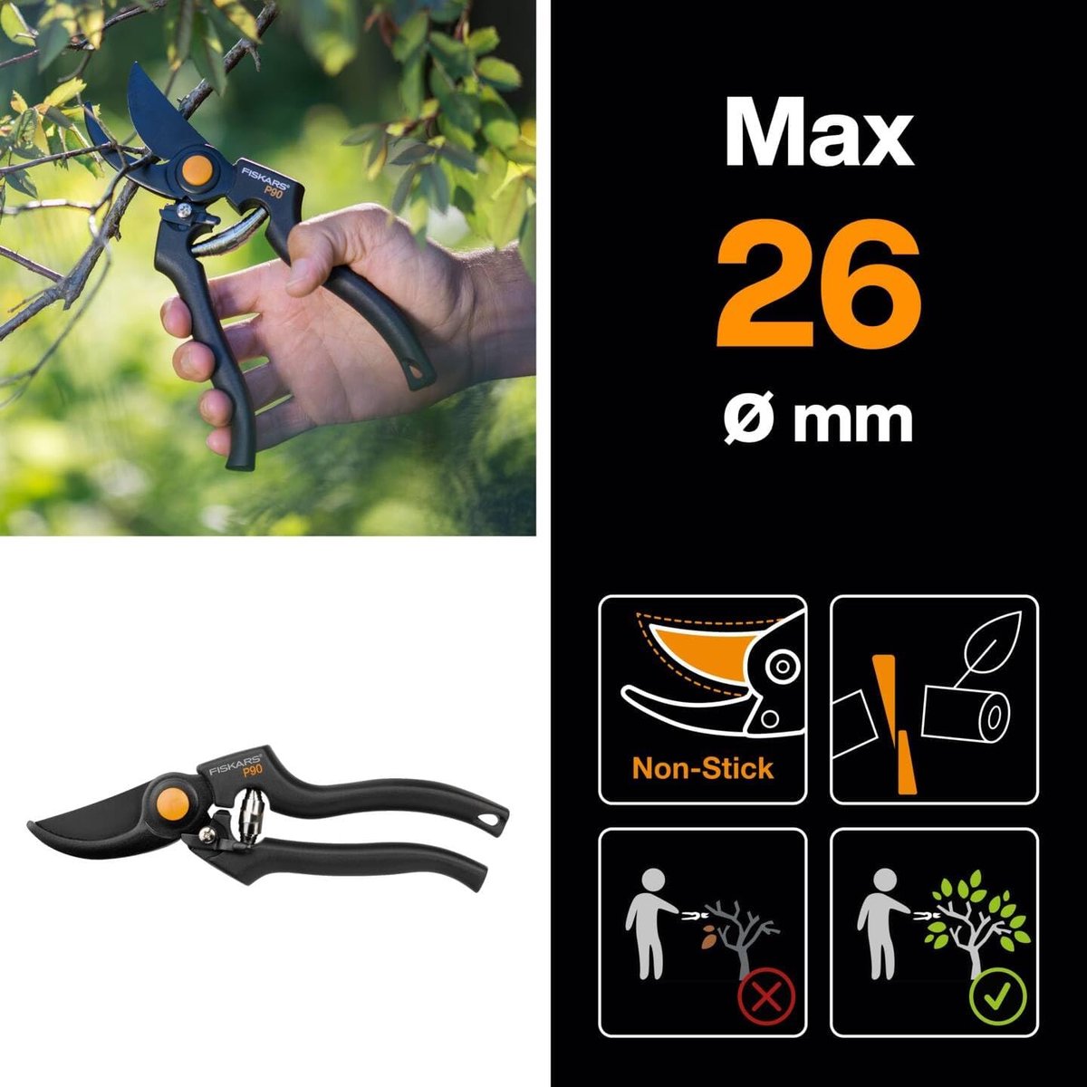 Fiskars Sécateur Pro P90 - 23 cm