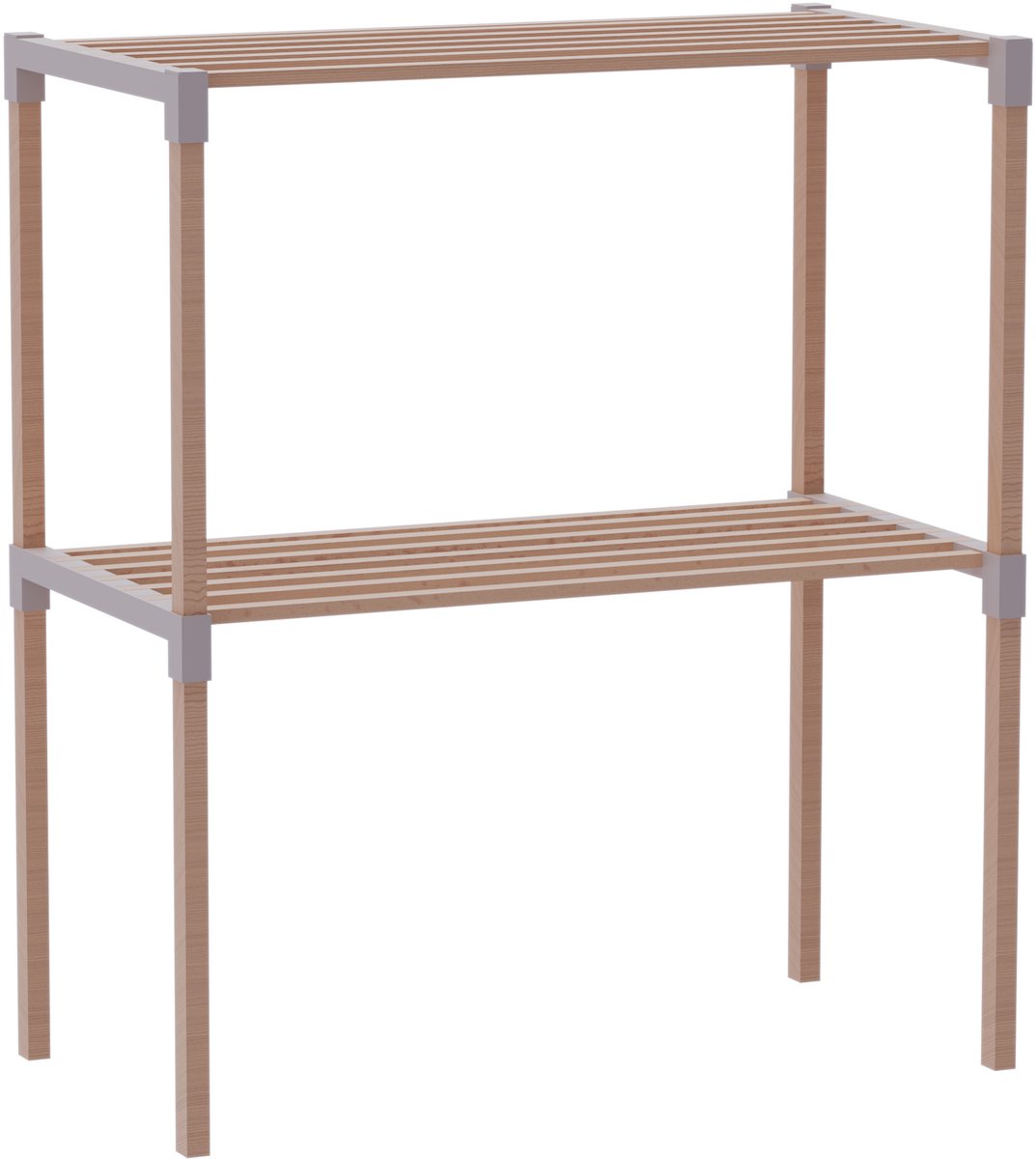 Fixwood 2-laags Ovenrek – Keukenrek van Hout en Kunststof – Magnetron Rek – 58x34x63 cm – Multifunctioneel Opslagrek – Extra Werk- & Opbergruimte