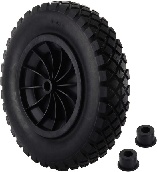Kruiwagenwiel, 14 inch, 3,50-8 inch, draagvermogen 120 kg, 265 lb, luchtbanden, PU-lekvrij, volledig wiel, robuuste reservebanden, massief rubberen banden voor tuintrolley, kruiwagen