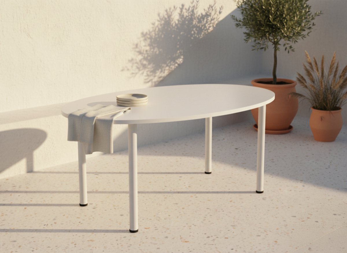 Industrieel Vergadertafel – Grote Ovalen Conferentie Tafel 170×110 cm – Stevig Kantoor Bureau met Metalen Frame – Duurzaam Melamine Hout – Modern Design – HomeByNicole