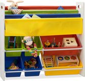 relaxdays speelgoedrek - opbergrek kinderen - boekenkast, opbergmeubel speelgoed kleurrijk