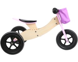 Small Foot - Houten Driewieler en Loopfiets 2in1 Maxi Roze