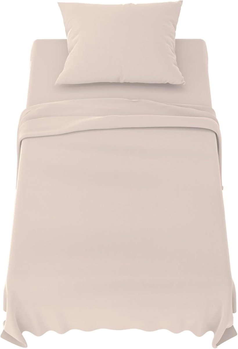 Azalia beddengoedset 90x190 cm - 3-delig microvezel - hoeslaken 90x190 cm - eenpersoons onderlaken 70x260 cm - 1 kussensloop 65x65 - Oeko Tex gecertificeerd - beige