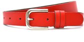 Timbelt Dames Riem Leer Rood – Rode Riem - Dames Riem 100% leder met dubbele passant - Breedte 3 cm – Leren Vrouwen Riem - Nikkelvrije gesp - Lengte totaal 120 cm / Riemmaat 105