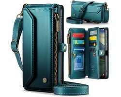 Caseme Hoesje geschikt voor Samsung Galaxy A56 - Portemonnee Hoesje met Koord - Groen