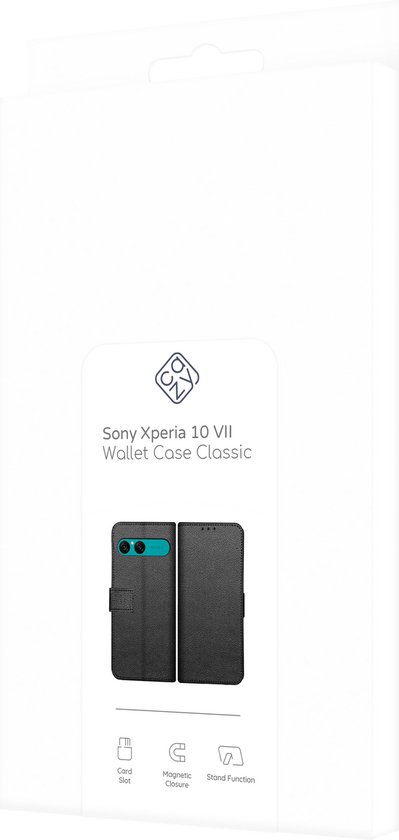 Étui Cazy pour Sony Xperia 10 VII avec porte-cartes - Bookcase Classic - Zwart