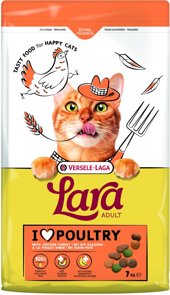 Lara Adult Kip&Kalkoen - Kattenvoer - 7 kg