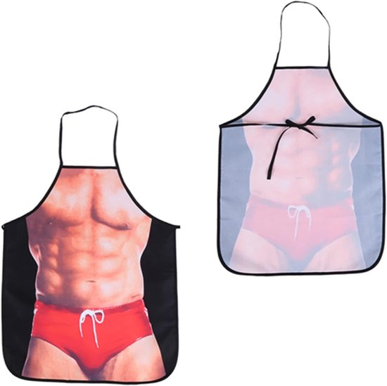 3D Gespierde Man Keukenschort, Verstelbaar, Waterdicht en Grappig Schort voor BBQ, Cosplay en Feesten, Origineel Cadeau voor Mannen, Vader, Echtgenoot of Vriend, Gespierde Man 02