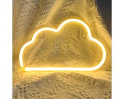 Daity Wolkenneonlicht - LED-wolkenneonlicht voor wanddecoratie - op batterijen of USB werkende wolkendecoratie als decoratieve wandlamp - geschikt voor de slaapkamer - kinderkamer van tienermeisjes - verjaardagen - bruiloften en feesten (warm geel)