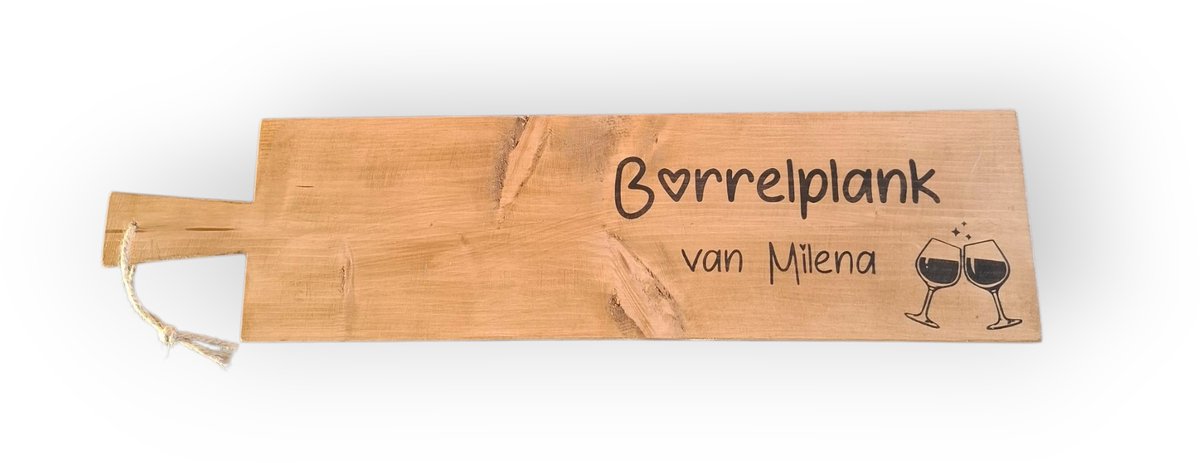 Borrelplank XXL 74cm!! met tekst WIJNGLAZEN - Persoonlijke borrelplank - 74x20cm - Cadeau - Origineel - Kadootje - Uniek - Barbecue - Tapasplank - Borrel plank hout - Serveerplank - Hapjesplank - Gepersonaliseerd