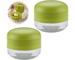 2 stuks Knoflookpers - knoflookhakselaar - Garlic Press - Geschikt Voor Knoflook - Handmatige Knoflookpers - keukengadgetpers - Knoflookpersen - opslagcontainer - Gemberpers - roestvrijstalen messensnijder - breker - voor thuis en op de camping