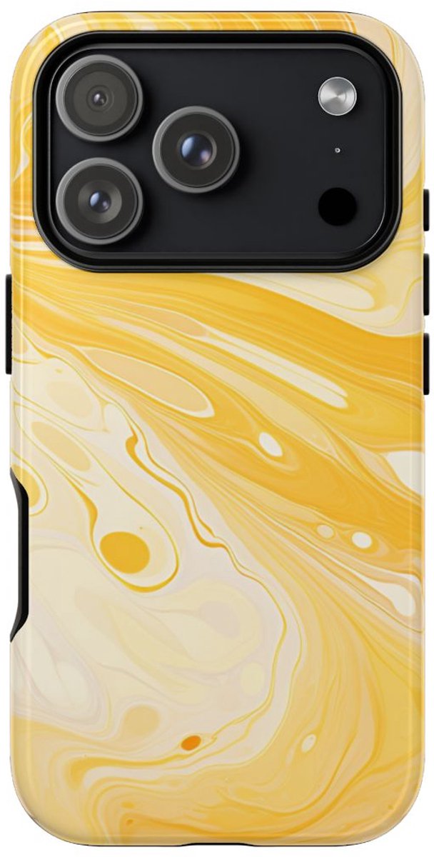 Goudgele Suminagashi Marmer Abstract – Telefoonhoesje Geschikt voor iPhone 17 Pro