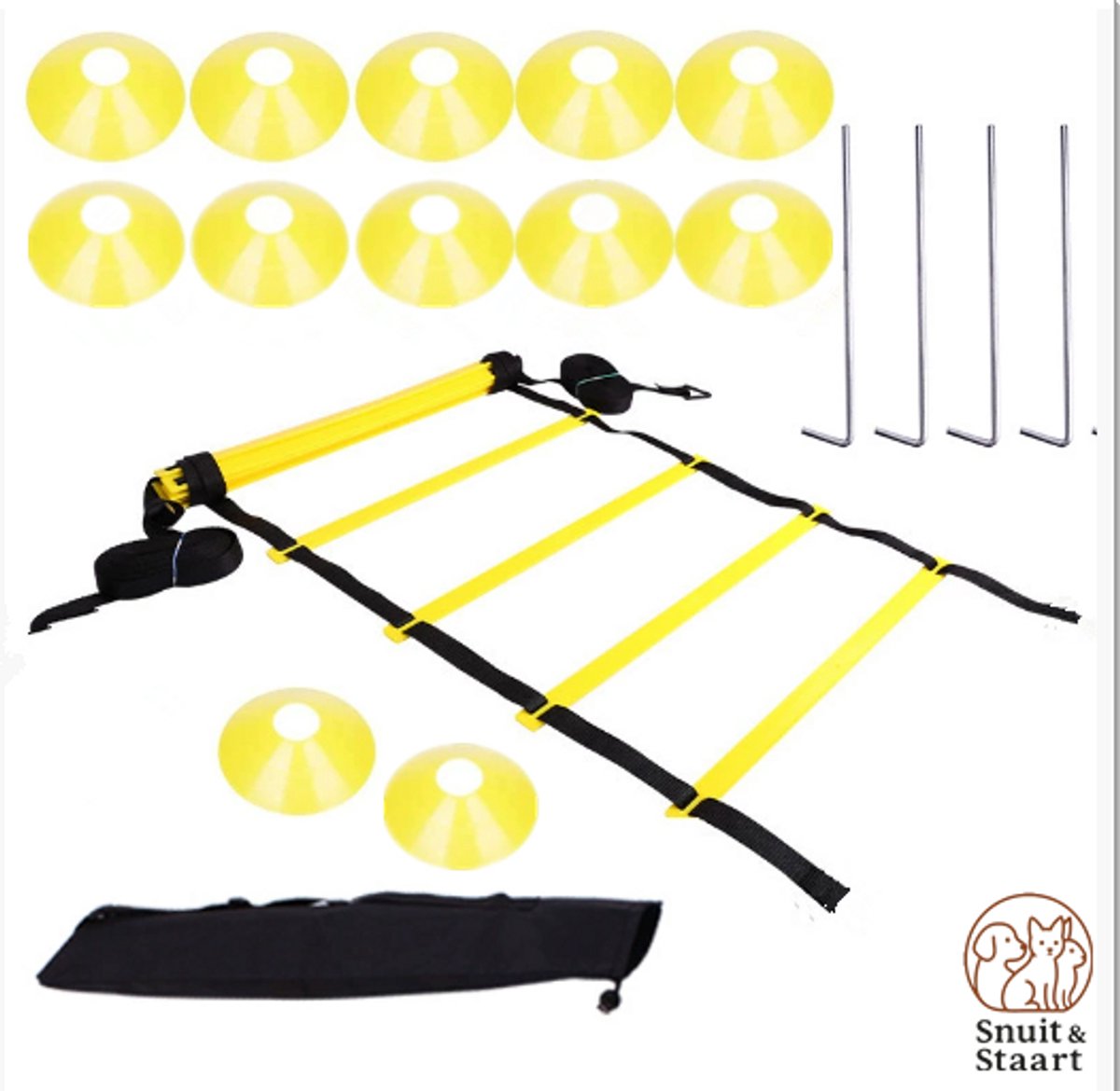 Trainingsmaterialen set - loopladder (6m) - 10 markeringshoedjes, 4 haringen + draagtas - - Sinterklaas - Kerst - Sinterklaas Cadeau - Kerst Cadeau
