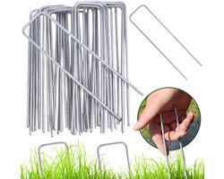Scherpe Gegalvaniseerd Anti Roest Grondpennen/ Pinnen van Gegalviseerd staal, anti-corrosie grondankers voor agrotextiel / Gardengloss Anti-Roest Stalen Grondankers - 15cm 3mm / 25 stuks